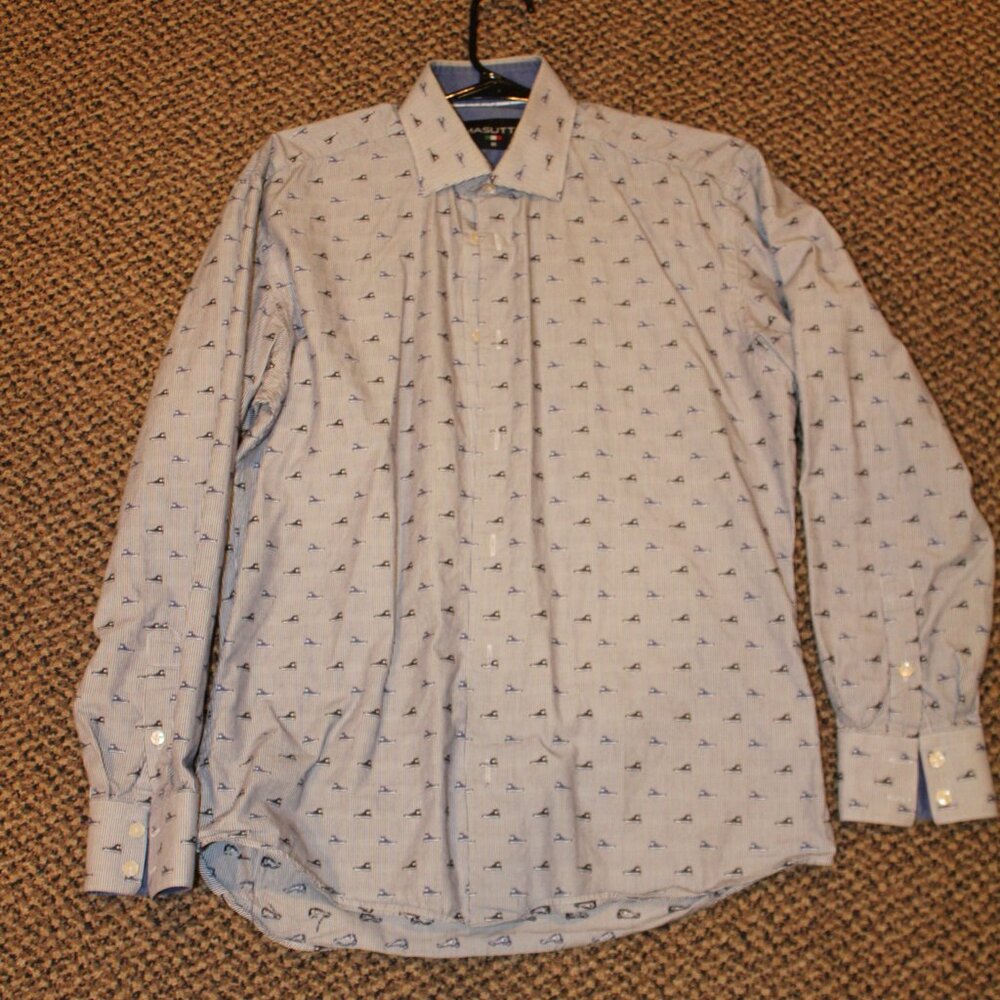 MASUTTO Men's dress shirt, Long Sleeve, Size Medium